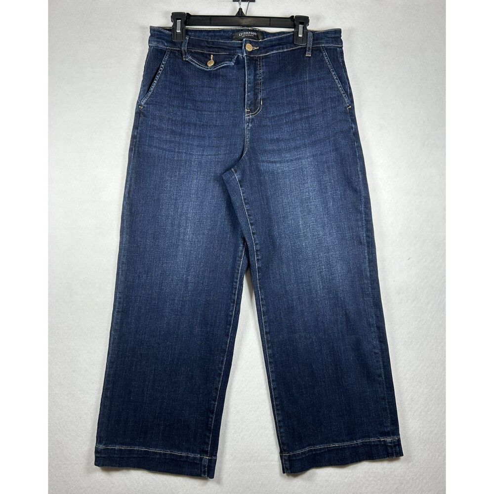 Liverpool Los Angeles Stride Wide Leg Crop Jeans in Albany Wash Size 12